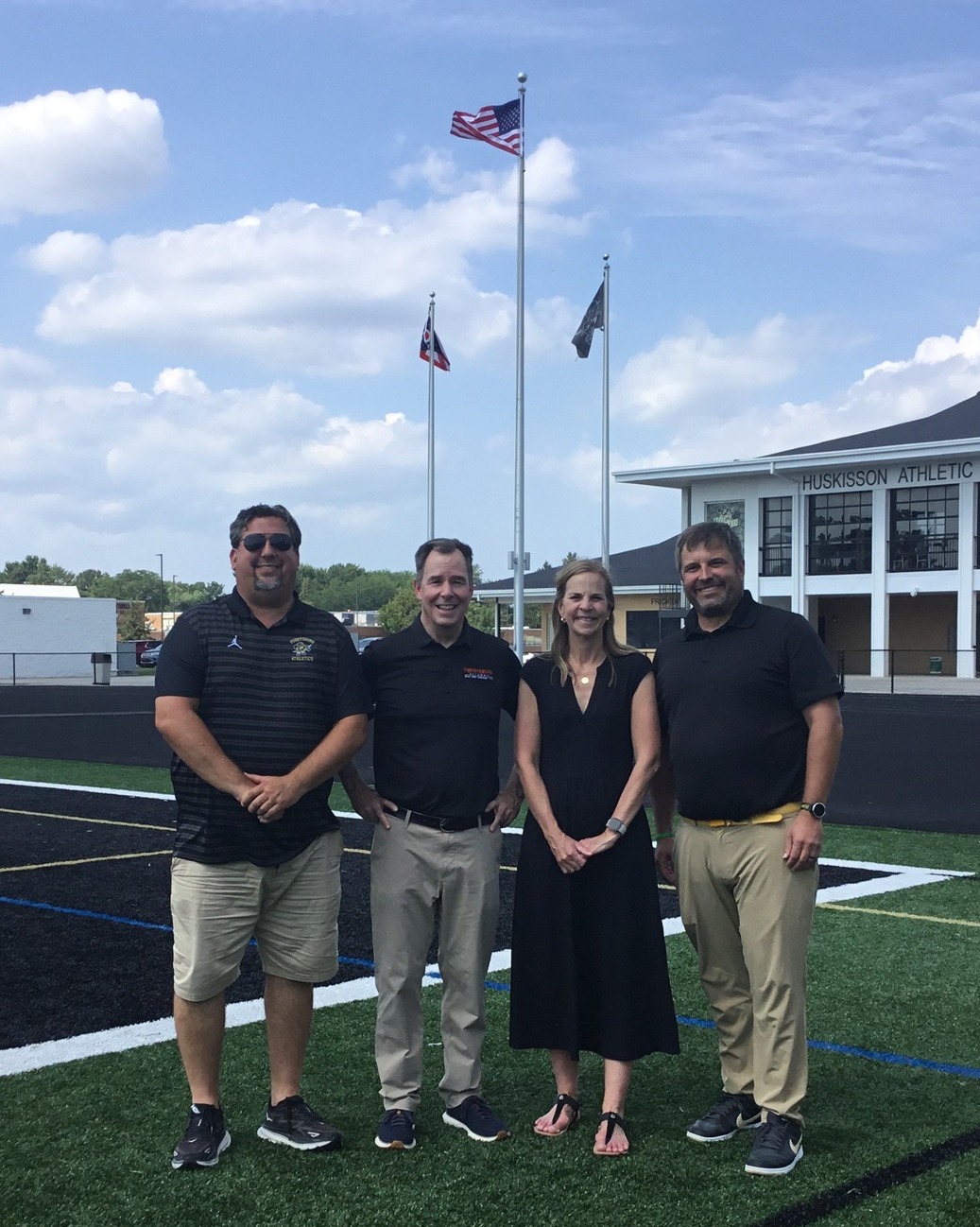 L-R - Chuck Jaco, Perrysburg High School Athletic Director, Richard Cronin Perrysburg Automall President, Connie Cronin, Perrysburg Automall Controller, Jeff Abke, Perrysburg Schools Director of Development