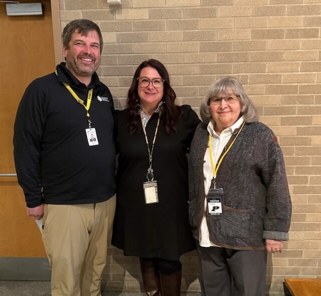 L-R - Jeff Abke '96, Director of Development & Alumni Relations, Megan Helman, 8th Grade ELA Teacher, Helen Marks